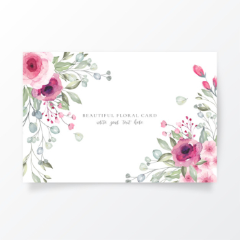 Watercolor card template with lovely flowers