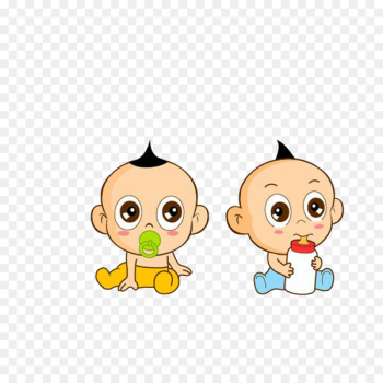 Infant Cartoon Milk Child - Milk and baby twins with a pacifier 