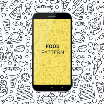 Hand drawn food mobile pattern 