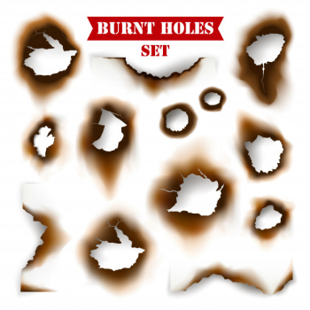 Paper with burnt holes background