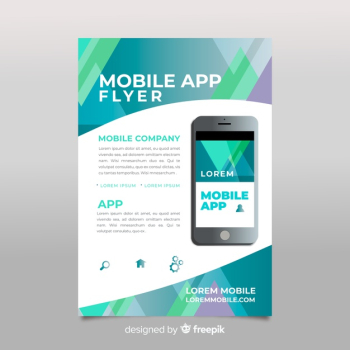 Flat mobile app poster