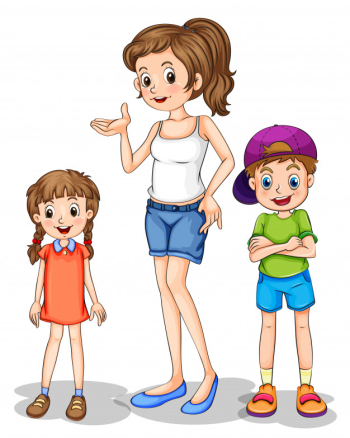 A girl and her siblings Free Vector