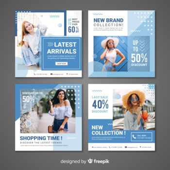 Instagram post collection template with photo Free Vector