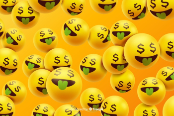 Realistic emoji characters with money Free Vector