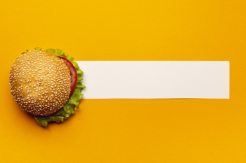 Top view burger with a white stripe Free Photo