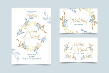 Elegant stationery wedding templates Free Vector