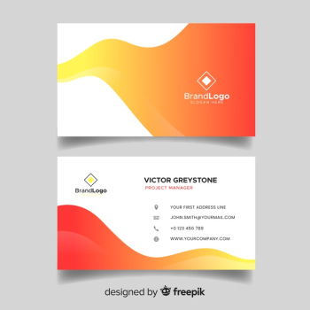 Abstract duotone gradient shapes business card template Free Vector