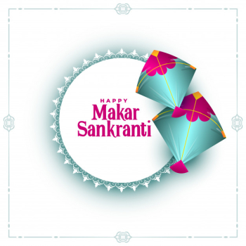 Makar sankranti celebration wishes card with two kites Free Vector