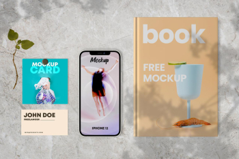 Free Book &#038; Cards with iPhone 12 Mockup