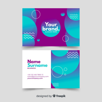 Template abstract gradient shapes business card Free Vector