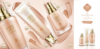 Bb cream beauty cosmetics and smears for skin foundation. Free Vector