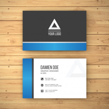 Realistic wood background business card mockup Free Psd