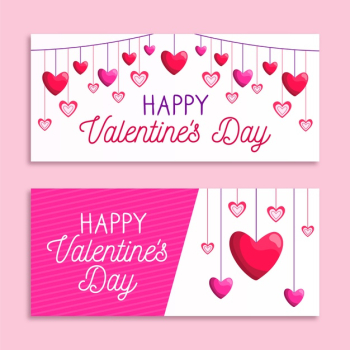 Flat design valentines day banners template Free Vector