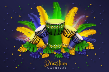 Brazilian carnival background realistic design Free Vector