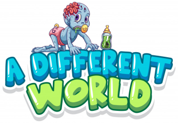 Font design for word a different world with baby zombie Free Vector
