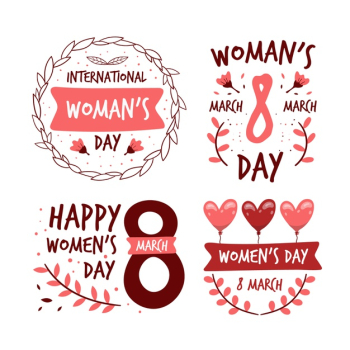 Women's day label collection in hand drawn Free Vector