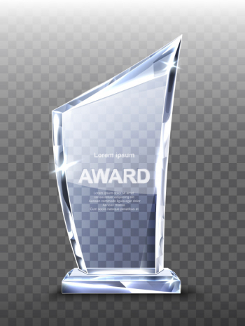 Award glass trophy on transparent Free Vector
