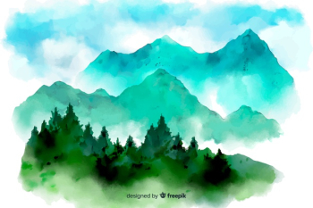 Abstract watercolor landscape background Free Vector