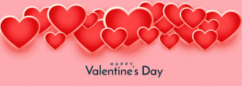 3d floating hearts valentines day banner Free Vector
