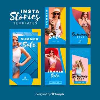 Summer sale instagram stories templates Free Vector