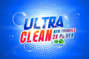 Laundry detergent packaging for ultra clean Free Vector