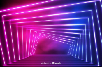 Glowing geometrical neon lights background Free Vector