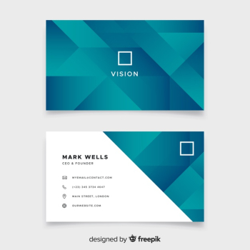 Abstract duotone gradient shapes business card Free Vector