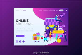 Online shopping landing page Free Vector