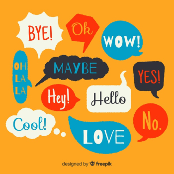 Hand drawn colorful speech bubbles with different expressions Free Vector