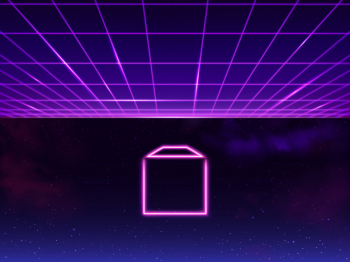 Synthwave neon grid futuristic background with folder icon in space, retro sci-fi 80s 90s. futuresynth rave, vapor party Free Vector