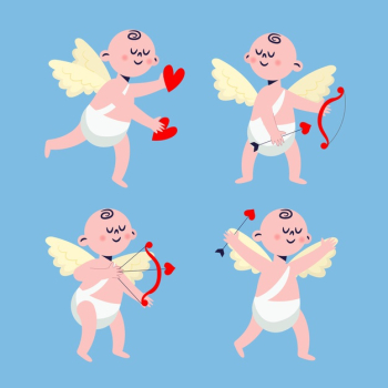 Draw with cupid character collection Free Vector