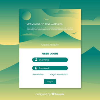 Log in landing page web template Free Vector