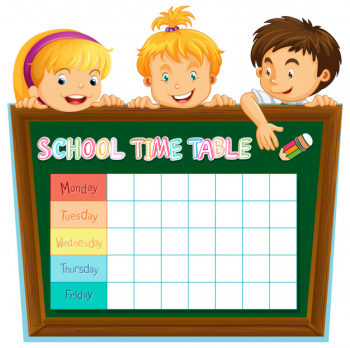 Timetable school planning with characters Free Vector
