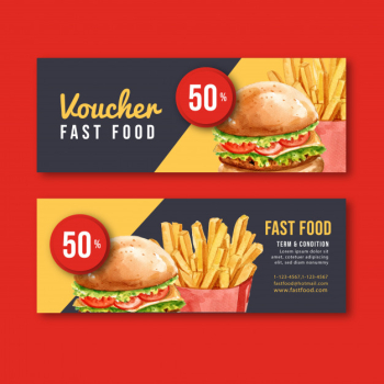 Fast food gif voucher discount order menu appetizer food Free Vector