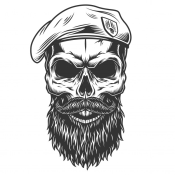 Skull with beard Free Vector