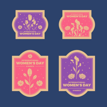 Vintage women's day badge collection Free Vector