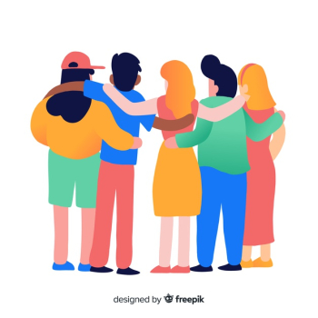 Youth people hugging together background Free Vector