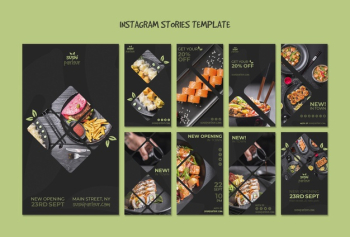 Instagram stories template for japanese restaurant Free Psd
