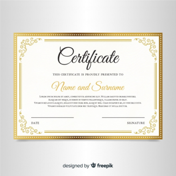 Elegant certificate template with ornamental frame Free Vector