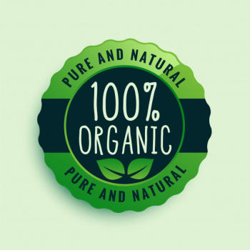 100% organic food certified label Free Vector