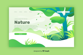 Flat nature landing page template Free Vector