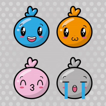 Set of happy kawaii emojis Free Vector