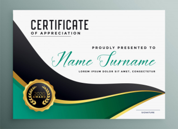 Certificate of appreciate modern golden template Free Vector