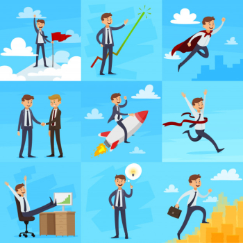 Career growth icons set Free Vector