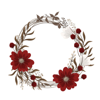 Flower wreaths drawing - red flowers Free Vector