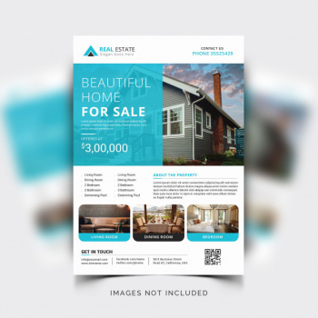 Modern corporate flyer template for real estate or realtor agents Free Vector