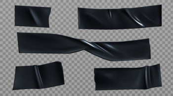 Black duct tape pieces, insulating stripes set Free Vector