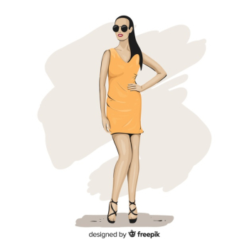 Fashion illustration with female model Free Vector