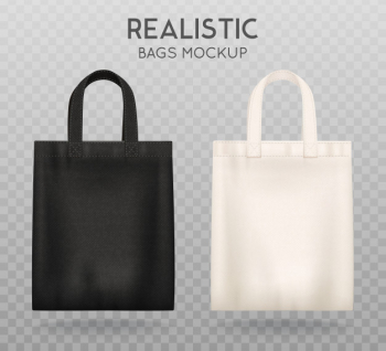 Black and white tote shopping bags Free Vector