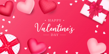 Lovely valentine's day background with hearts and gifts Free Vector